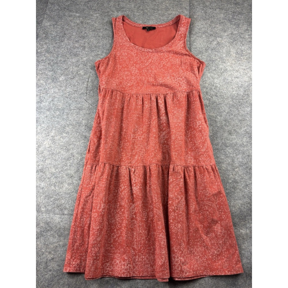 Frye Tiered Faded Bandana Dress Women's M Red Paisley Pockets Western Boho Basic